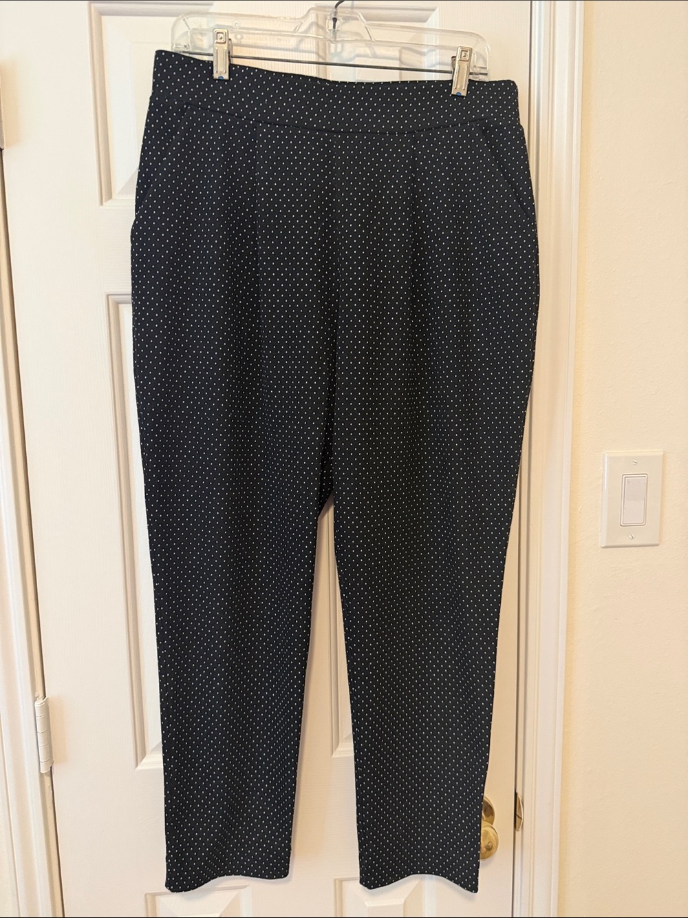 Express Black Polka Dot Straight-Leg Pants